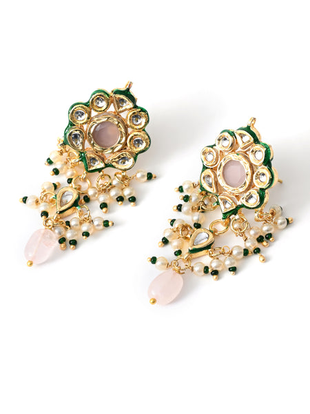 Pink Kundan Polki Designer Choker Set