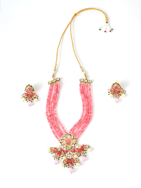 Pink Statement Kundan Polki Necklace Set
