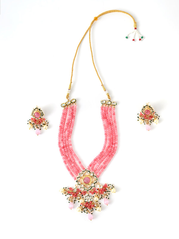 Pink Statement Kundan Polki Necklace Set
