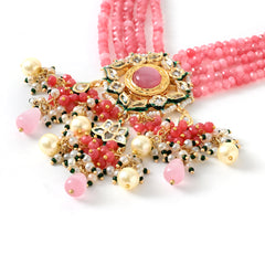 Pink Statement Kundan Polki Necklace Set