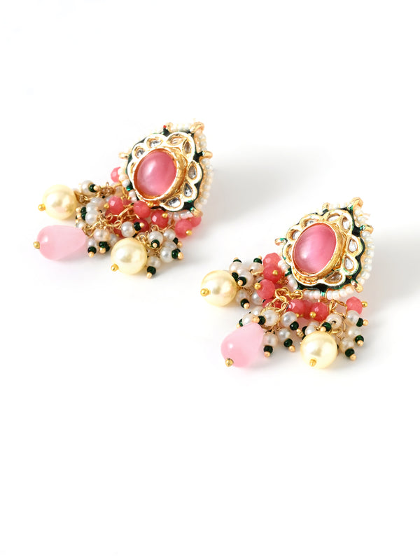 Pink Statement Kundan Polki Necklace Set