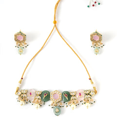 Multi-Color Kundan Polki Ethnic Choker Set