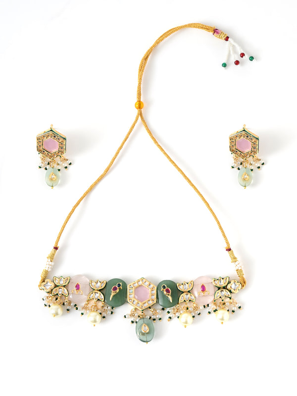 Multi-Color Kundan Polki Ethnic Choker Set