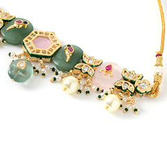 Multi-Color Kundan Polki Ethnic Choker Set
