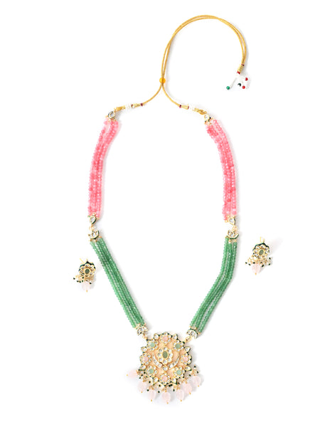 Multi Long Kundan Polki Necklace Set