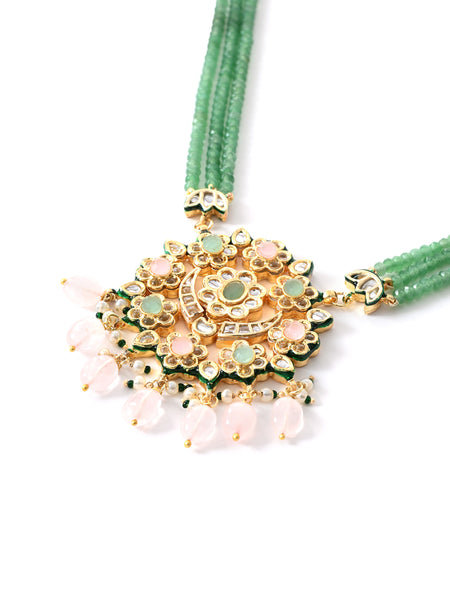 Multi Long Kundan Polki Necklace Set