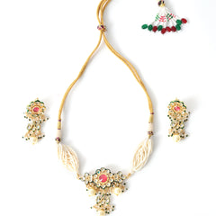Pink Kundan Polki Gold-Plated Choker Set with Earrings