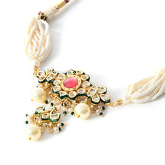Pink Kundan Polki Gold-Plated Choker Set with Earrings