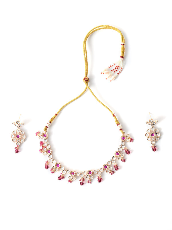 Pink Gold Ethnic Necklace Set