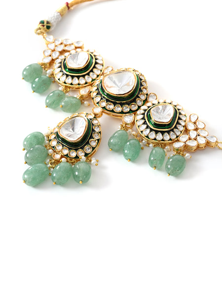 Bridal Green Choker with Mangtika Set