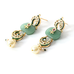 Green Ethnic Danglers