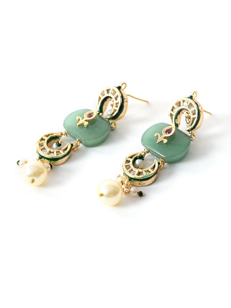 Green Ethnic Danglers