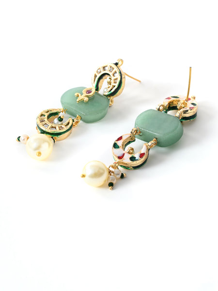 Green Ethnic Danglers