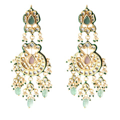 Multi Kundan Polki Chaandbaali Earrings