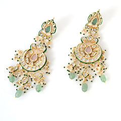 Multi Kundan Polki Chaandbaali Earrings