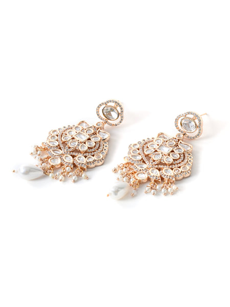 White Kundan Polki Danglers