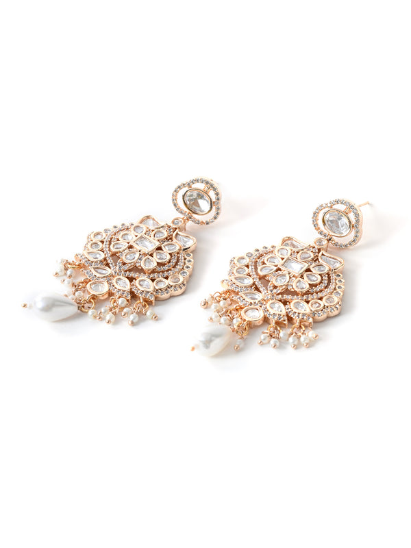 White Kundan Polki Danglers