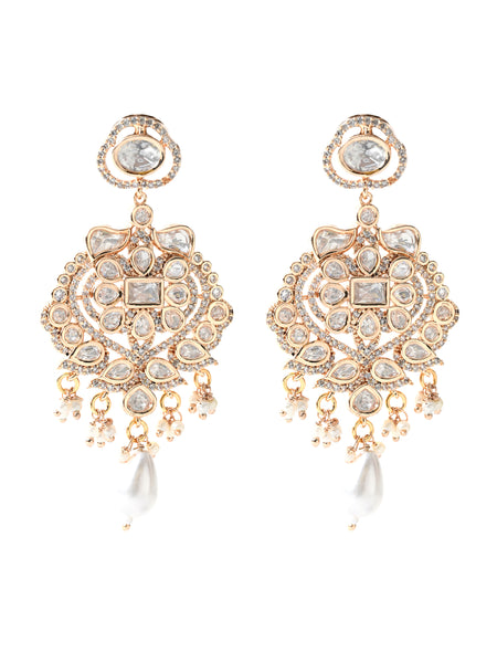 White Kundan Polki Danglers