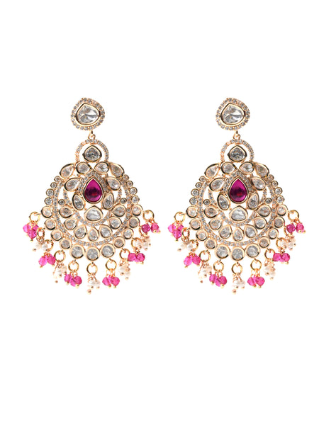 Red Kundan Polki Danglers