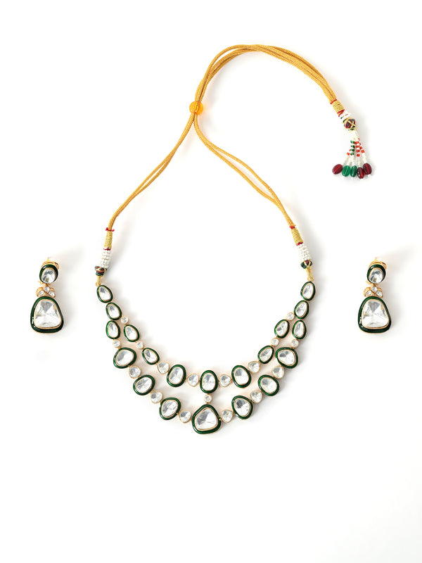 Green Kundan Polki Necklace Set