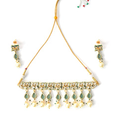 Green Traditional Gold Choker Set