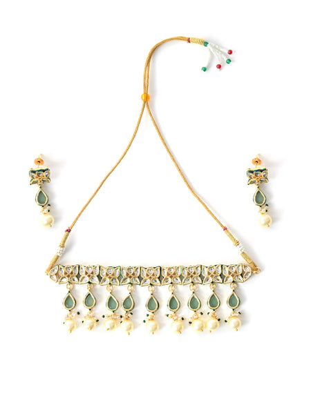 Green Traditional Gold Choker Set