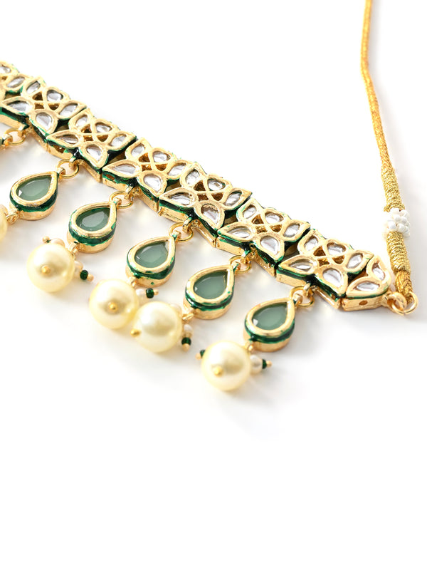 Green Traditional Gold Choker Set