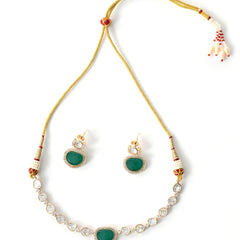 Green Ethnic Necklace & Earrings Set