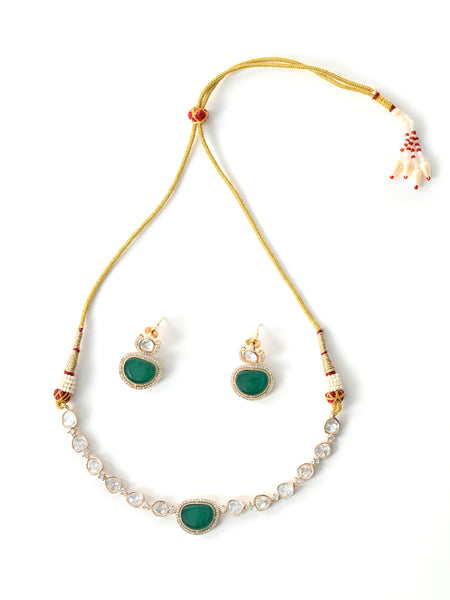 Green Ethnic Necklace & Earrings Set