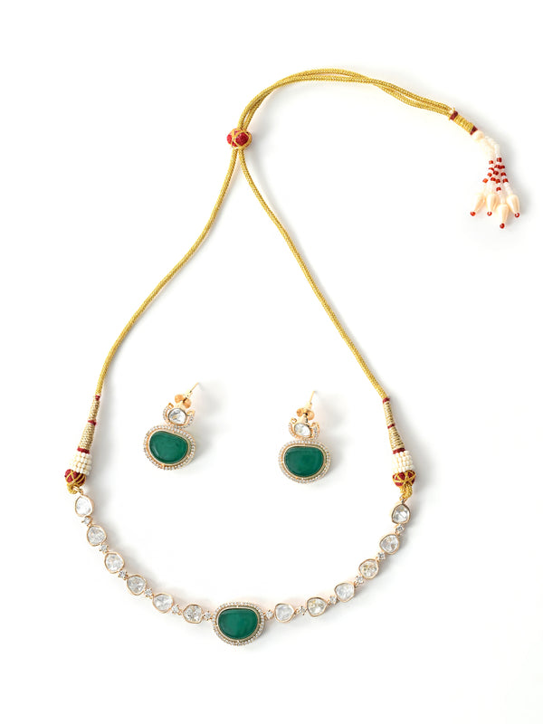 Green Ethnic Necklace & Earrings Set