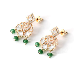 Green Minimal Gold Necklace Set