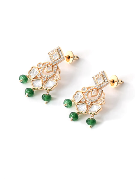Green Minimal Gold Necklace Set