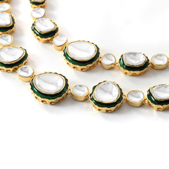 Green Long Bridal Necklace Set with Mangtika