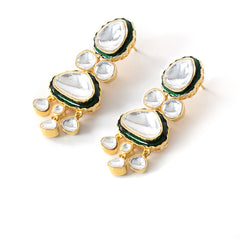 Green Long Bridal Necklace Set with Mangtika
