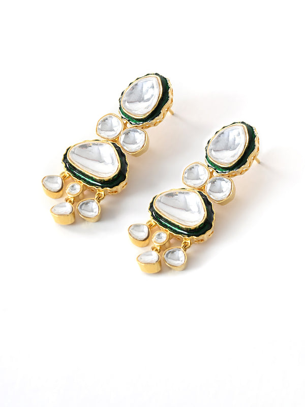 Green Long Bridal Necklace Set with Mangtika