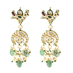Green Kundan Polki Danglers (3cm)