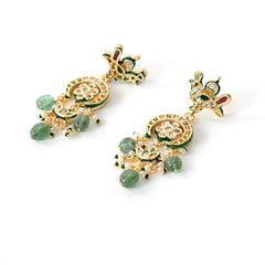 Green Kundan Polki Danglers (3cm)