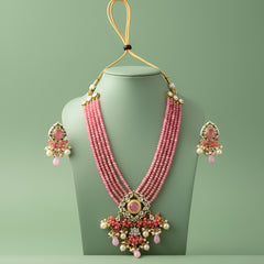 Pink Statement Kundan Polki Necklace Set