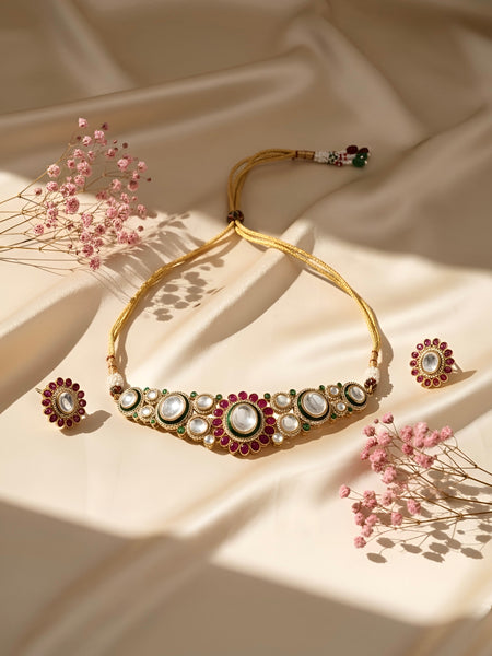 Multi Kundan Ethnic Necklace Set