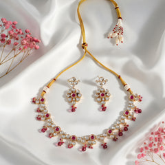 Pink Gold Ethnic Necklace Set