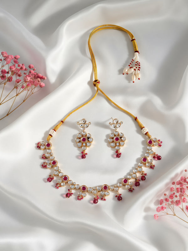 Pink Gold Ethnic Necklace Set