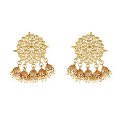Gold Finish Kundan Polki Stud Earrings