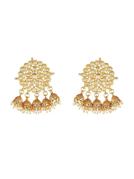 Gold Finish Kundan Polki Stud Earrings