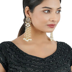 Gold Finish Dangler Earring With Kundan Polki