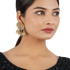 Gold Finish Kundan Polki Stud Earrings