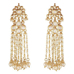 Gold Finish Dangler Earring With Kundan Polki