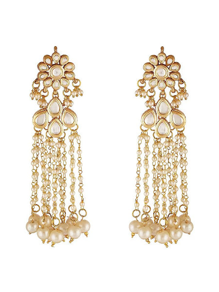 Gold Finish Dangler Earring With Kundan Polki