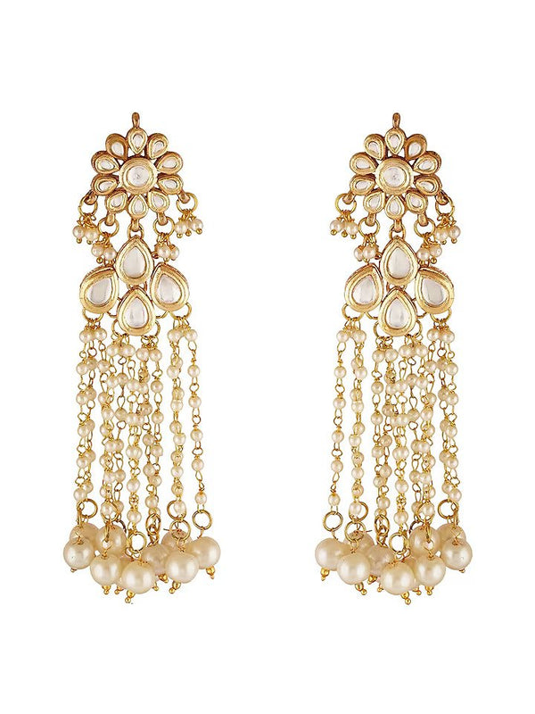 Gold Finish Dangler Earring With Kundan Polki