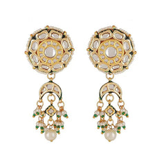 Gold Finish Kundan Polki & Pearl Choker Necklace Set