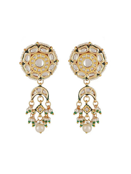 Gold Finish Kundan Polki & Pearl Choker Necklace Set
